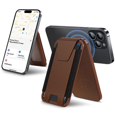 Leather Magnetic Wallet/Tracker/Stand - Tan