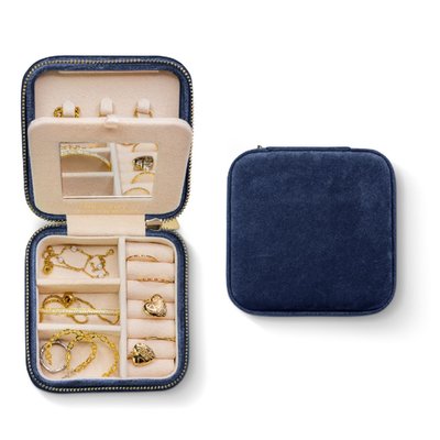 Plush Velvet Travel Jewelry Box - Navy