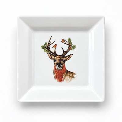 Square Porcelain Tray -  Deer