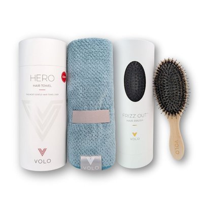 Hero Hair Towel & Frizz Out Hair Brush Duo - Pebble