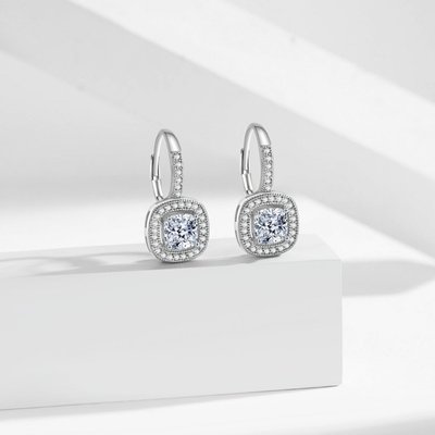 Juliette Semi-Square Leverback Earrings - Platinum