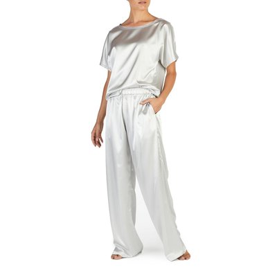 Silk Satin Lounge Set - Silver