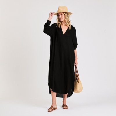 Linen Tunic Dress - Black
