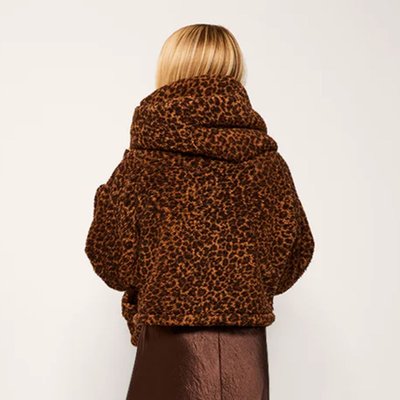 Cropped Sherpa Jacket - Vintage Leopard