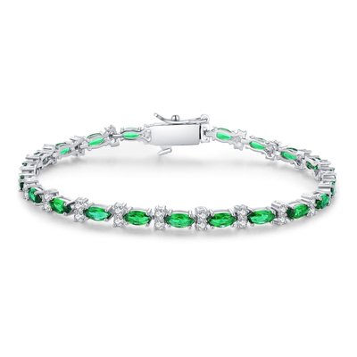 CZ Tennis Bracelet Marquise - Emerald