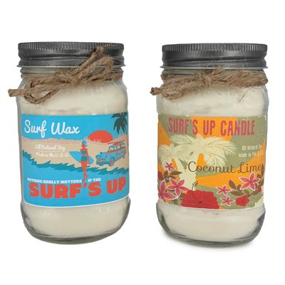 16-Ounce Mason Jar Candles - Surf Wax & Coconut Lime