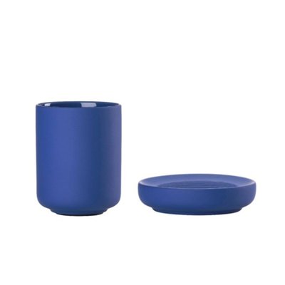 UME Tooth Brush Mug & Soap Dish Set - Indigo Blue