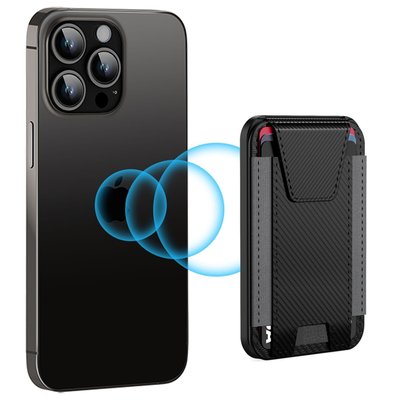 Leather Magnetic Wallet/Tracker/Stand - Carbon Fiber