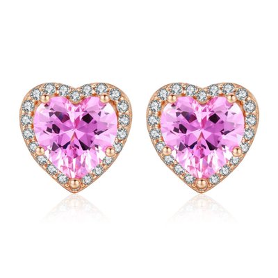 Exquisite Magnificence Heart Stud Earrings - Rose Gold/Pink