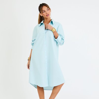 Linen Shirt Dress - Sky Blue