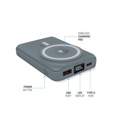 Wireless Charging Battery & Stand - Steel