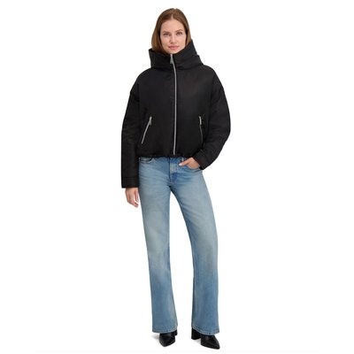 Bomber With Faux Sherpa Lined Hood - Black
