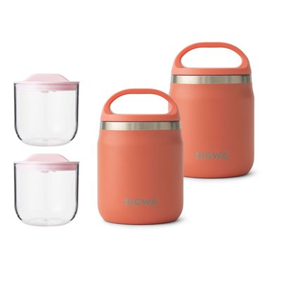 Pod  Food Jar (Set of 2) - Coral