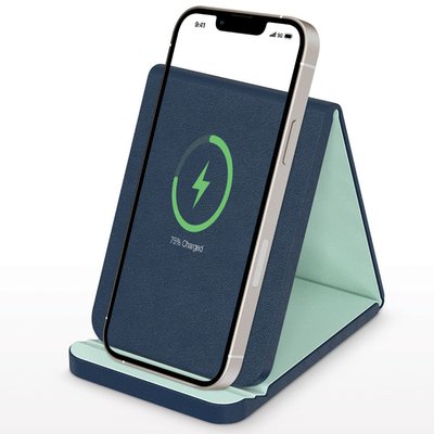Folding Wireless Charging Stand - Navy/Mint