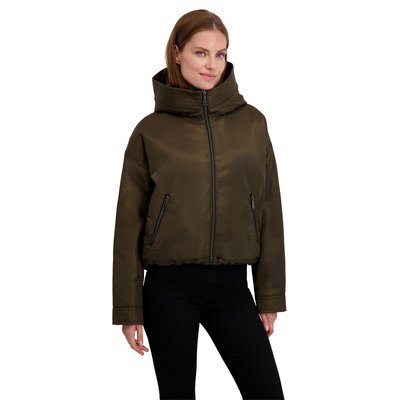 Bomber With Faux Sherpa Lined Hood - Olive