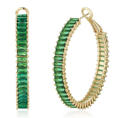 Lustre Bloom Hoop Earrings - Emerald