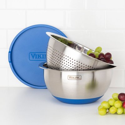 Stainless Steel Bowl & Lid (9-Piece Set) - Blue