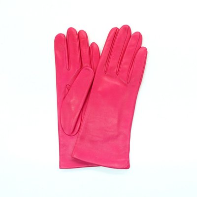 9" Leather Gloves With Cashmere Lining - Fuchsia