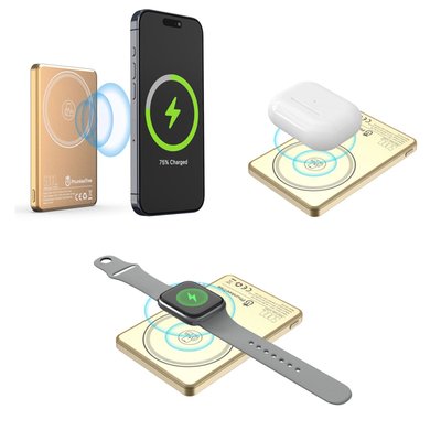 Magnetic Wireless Power Bank - 11 Color Options - Gold