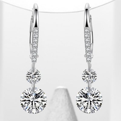 Celestial Brilliance 2-Stone Drop Earrings - Platinum