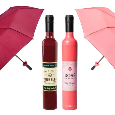 Wine Bottle Umbrella, Set of 2 - Rose/Burgundy