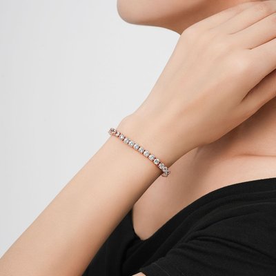 CZ Tennis Bracelet Bolo Adjustable - 18K Rose Gold