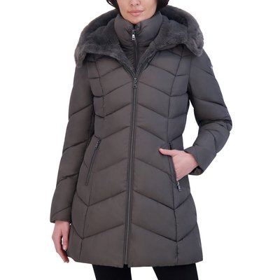 Quilted Puffer With Attached Zip Vestee - Storm Grey