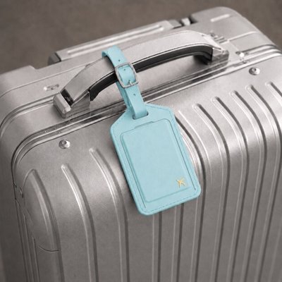 Leather Luggage Tag Trackers (2 Pack) - Blue