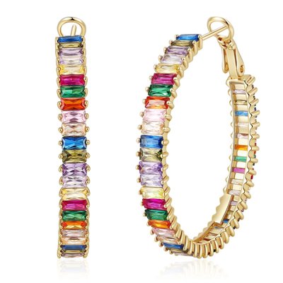 Lustre Bloom Hoop Earrings - Multi-Colored