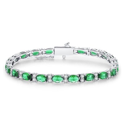 CZ Tennis Bracelet Oval Shape - Emerald