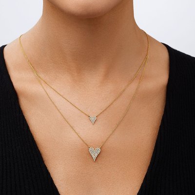 Double Layered Heart Necklace - Yellow Gold