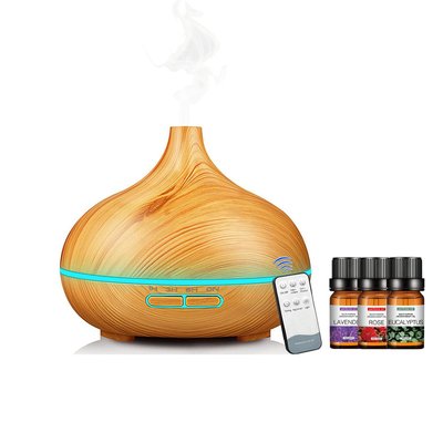 Essential Oil Humidifier + 3 Oils - Solid Light Oak