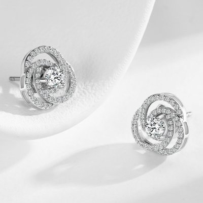 Divine Harmony Intricate Stud Earrings - Platinum