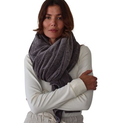 The Chenille Blanket Scarf - Grey