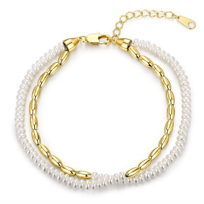 Braided Gold & Pearl Delicate Bracelet