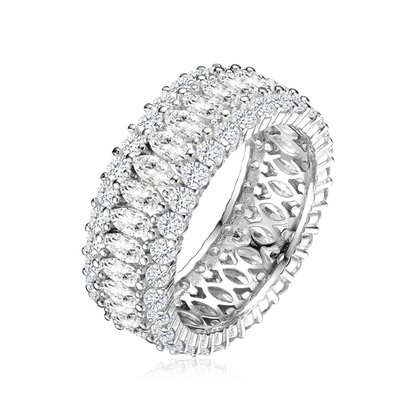 Timeless Brilliance Sterling Silver Band Ring - Platinum