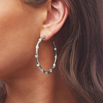 Sparkle Hoop Earrings - White Gold