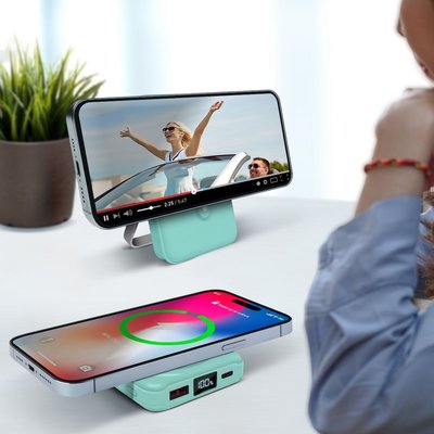 Wireless Charging Battery with Stand - Mint