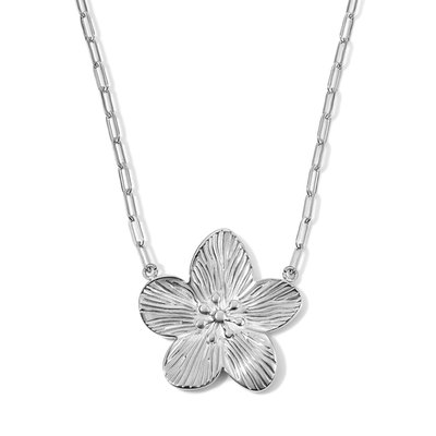Fluted 18” Lotus Necklace - Silver Tone