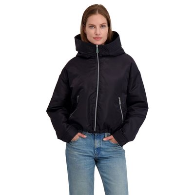 Bomber With Faux Sherpa Lined Hood - Dark Petrol