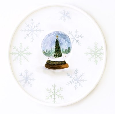 Round Serving Tray - Snow Globe