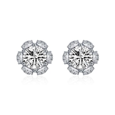 Radiant Splendor Round Stud Earrings - Platinum