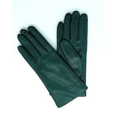 9" Leather Gloves With Cashmere Lining - Pine Green