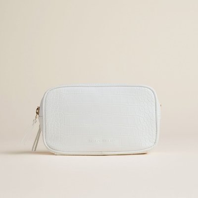 Latitude Beauty Bag - Embossed White Crocodile