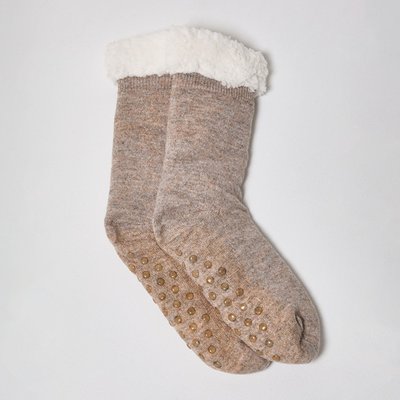 Cashmere Slipper Socks - Brown