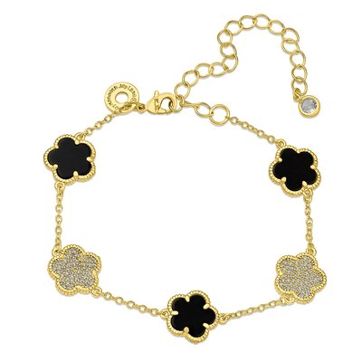 Pave Clover Charms Bracelet - 2 Color Options