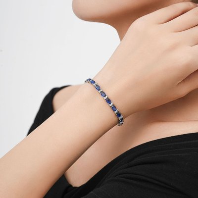 CZ Tennis Bracelet Oval Shape - Sapphire