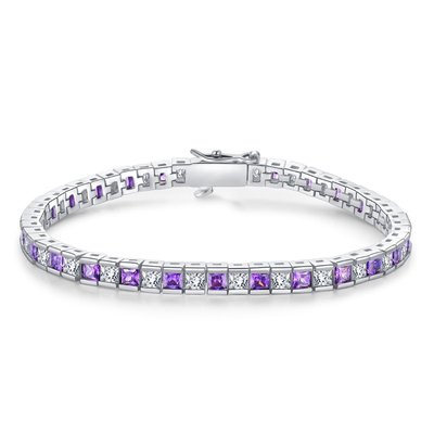 CZ Tennis Bracelet Princess Cut - Amethyst