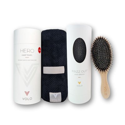 Hero Hair Towel & Frizz Out Hair Brush Duo - Vinyl Black