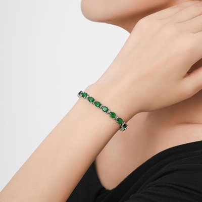 CZ Tennis Bracelet Pear Shape - Emerald